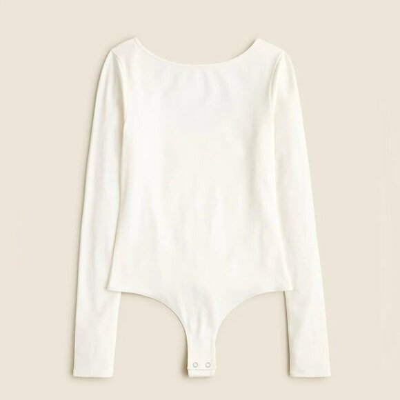 J. Crew Tops - J. Crew Scoopback Bodysuit in Stretch Cotton Blend 2024 CD311 in Ivory XXL